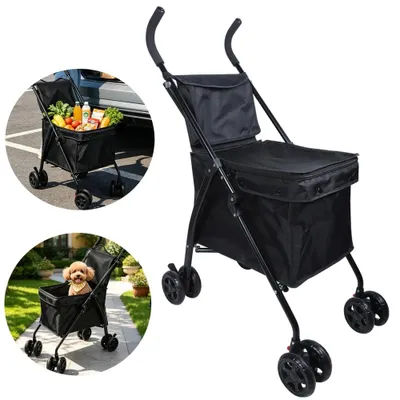 Immagine prodotto di Carrello multifunzionale per la spesa - Carrello per la spesa - Pieghevole - Capacità: 38 litri - Portata massima: 20 kg - Portatile - Dimensioni: 45 x 63 x 97 cm