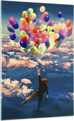 Produktbild von Bilder auf glas - Einteilig - Abstraktion Ballon - 70x100cm - Glasbilder - Wandbilder - Bilder - zum Aufhängen bereit - Wanddekoration aus Glas - Glas Bilder - Wandbild auf Glas - GPA70x100-3720