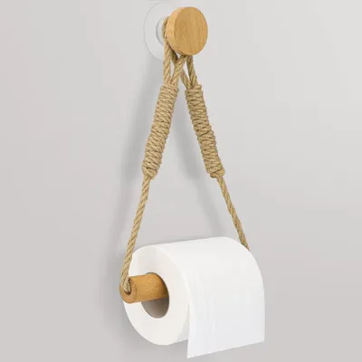 Produktbild von Selbstklebender Toilettenpapierhalter - Vintage Holzstil - Einfach zu installieren