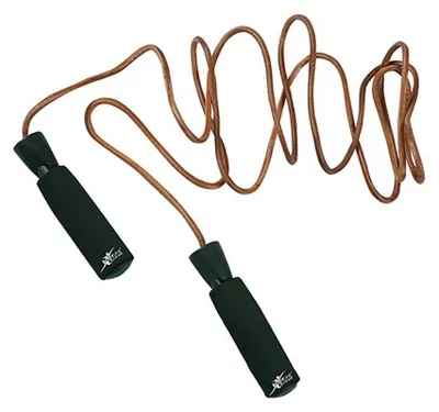 Productafbeelding van Bodyline sprongtouw van leer met gewichten en neopreen handgrepen