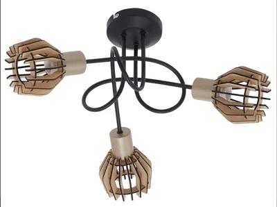 Produktbild von Deckenleuchte Schwarz-pale-gold Holz Ahorn 3 Flg. E14 Spotleiste Schwenkbar Drehbar