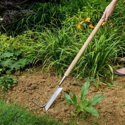 Produktbild von Famanu 2-in-1 Unkrautentferner - lange Edelstahl-Moskratzer - Holzgriff - 157 cm