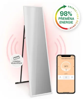Obrázek produktu pro Klarstein Infračervený ohřívač, zrcadlový infrazářič, infrazářič s termostatem, ohřívač s detekcí otevřených oken a ovládáním přes aplikaci, ohřívač bez tvorby CO2, infrazářiče IP2900 W