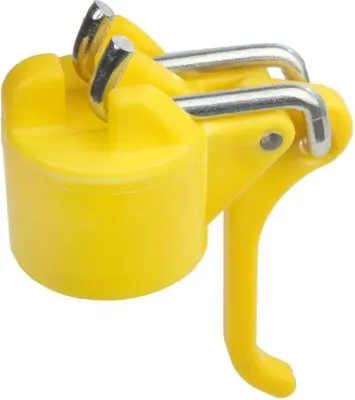 Produktbild von Leinenspanner gelb für Drähte und Leinen, Pfosten Ø 4,2 cm, verzinkter Drahtbügel