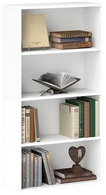 Immagine prodotto di HOMCOM Mobile Libreria a 4 Ripiani con 2 Scaffali Flessibili, in Legno, 60x24x115.5 cm, Bianco