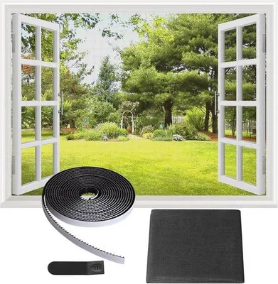Produktbild von Fliegengitter für Fenster, 122 x 300 cm, mit Klebeband, einfach zu installieren