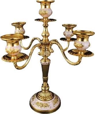 Image de INF Chandelier Vintage en Alliage de Zinc - Centre de Table Décoratif Antique Blanc+Or