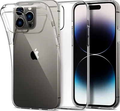 A clear protective case is shown with an iPhone inside.