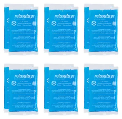 Produktbild von Relaxdays Kühlpads, 12er Set, Kalt-Warm-Kompressen, 9 x 15 cm, Kühlpacks Gel, wiederverwendbare Gelkühlkompressen, blau