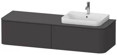 Produktbild von DURAVIT Waschtischunterschrank Happy D.2 Plus wandhängend mit 2 Auszügen für Becken rechts 160 x 55 cm graphit supermatt ohne Waschtisch und Konsole HP4944R8080
