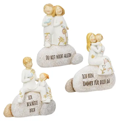 Produktbild von Gilde Figur, "Mutmacher", Spruch, Kunstharz, naturfarben, L. 5 cm, B. 11 cm, H. 12 cm 57471 4063387574713 3 Stück (3-fach sortiert)