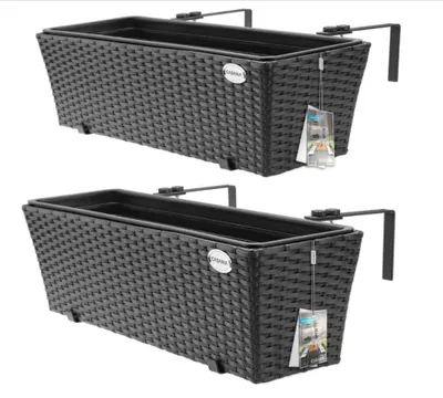 Productafbeelding van Polyrotan Balkonbak Set van 2 Zwart