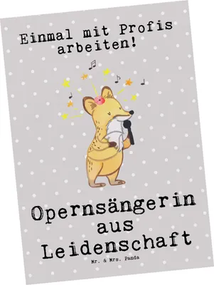 Produktbild von Mr. & Mrs. Panda Postkarte Opernsängerin Leidenschaft - Grau Pastell - Geschenk, Ansichtskarte, Postkarten, einzelkarte, Ansichtskarten, Grußkarte