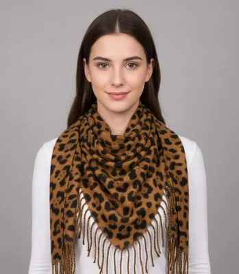 Obrázek produktu pro Agrafka Teplá leopardí šála s třásněmi