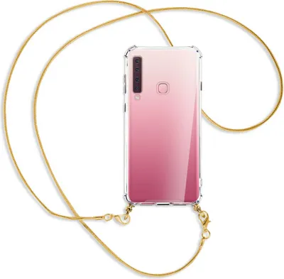 Produktbild von Handykette Backcover-Schutzhülle mit Band (Metall goldfarben) für Samsung Galaxy A9 2018 - goldfarbene Kette Snake