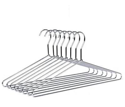 Metall-Kleiderbügel 43 cm, 10 Stück, Chrom, platzsparend, Heavy-Duty