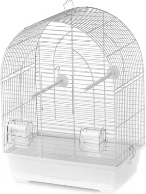 Produktbild von Duvo+ Lusi 1 Vogelkäfig, weiß, 39x25x53 cm, mit 2 Futterschalen, 3 Sitzstangen und ausziehbarer Schublade