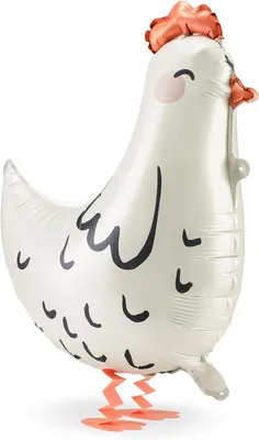 Image de Ballon folie en forme de poule, 42 x 45 cm - Ballon Airwalker - Gonflé à l'hélium, il flotte au-dessus du sol - Décoration pour anniversaire - Blanc