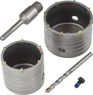 Produktbild von Bohrkrone 65 + 80 mm Dosenbohrer Set SDS PLUS Ziegel Marmor Beton Lochsäge Satz