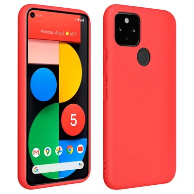 Immagine prodotto di Custodia semirigida in silicone per Google Pixel 5, Soft Touch - Rosso