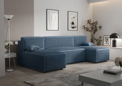 Produktbild von Ecksofa Alvito U, Farbe: Schokoladenbraun. Material: Kord. A: B: 290 cm,H: 85 cm,Tiefe: 105 cm, Eckcouch, Schlafcouch, Sofa bed, Schlafsofa