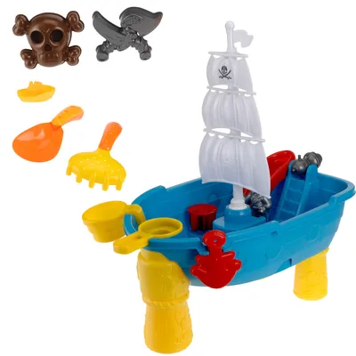 Produktbild von 12tlg Strandspielzeug Wasser PIRATENSCHIFF Strand Sandkasten Förmchen Spielzeug