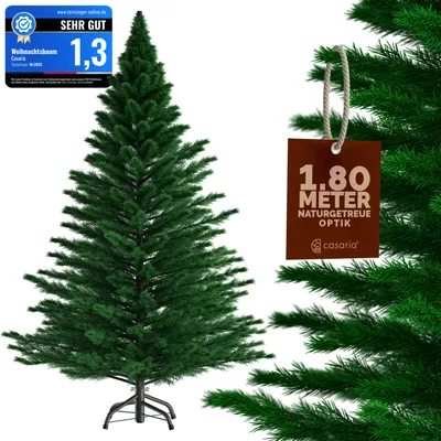 Produktbild von CASARIA® Weihnachtsbaum künstlich 180cm wie echt Edeltanne Spitzguss Metallständer Aufbauschneller  Weihnachten Tannenbaum Christbaum Grün 780 Spitzen