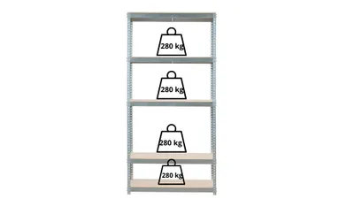 Produktbild von Massives Metall-Schraubregal 210x91x46 5x280kg dicke Winkel, für Laden-Werkstatt, Regal mit Stahlgestell