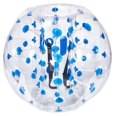 Produktbild von Aufblasbarer Bumper Ball, Bubble Ball Körperkollisionsball, Zorb Stoßball PVC transparent-blau | Ø 1,2 m | Höhe 1,03 m | bis 80 kg | 0,8 mm PVC