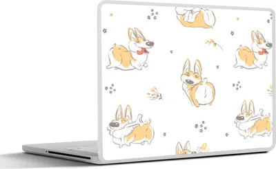 Produktbild von MuchoWow® Laptop Aufkleber Sticker Cover Muster - Corgi - Hund - Jungen - Mädchen - Kinder - Kind 30x22 cm - Laptop-Sticker