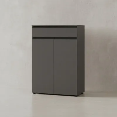 Produktbild von Aktenschrank mit Schublade & Türen Soft-Close | 81x120x40 cm | Graphit matt | Büroschrank  Germany | Büromöbel "Stuttgart" Kadima Design