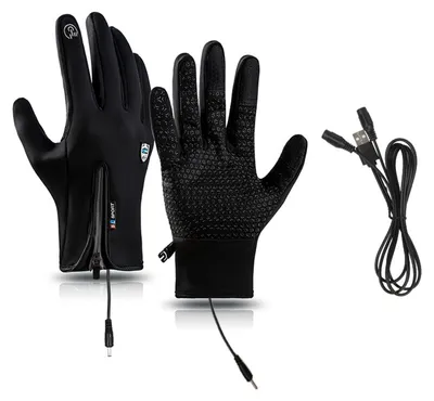 Produktbild von Wasserdichte, beheizbare Handschuhe für Damen und Herren, wiederaufladbar, mit Touchscreen, elektrisch beheizbar, zum Skifahren, Wandern, Radfahren und Autofahren.