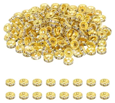 Abstandskugeln 6 mm, 200 Stück, Kristallglas, Gold/Silber