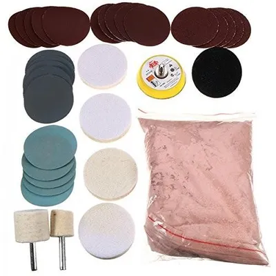 Image de Kit de polissage en verre de 34 pièces, contenant de l'oxyde de cérium