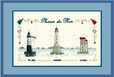 Image de Le Bonheur des Dames Petit Point paquet à broder "Phares de mer", motif à compter, 33x18cm
