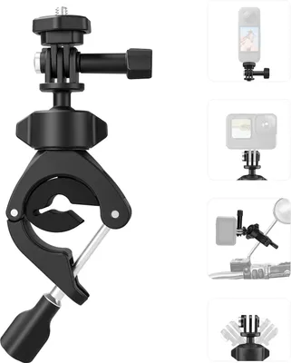 Obrázek produktu pro TELESIN TE-HBM-004 Držák na kameru, svorkový držák, adaptér na řídítka kola, otočný o 360°ã, s 1/4" adaptérem, pevným šroubem, gumovou podložkou, kompatibilní s GoPro12/11/10/9/8/7 Session DJI a dalšími akčními kamerami