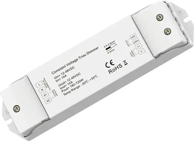 Zdjęcie produktu dla ISOLED leading/trailing edge (40-230V)/ sygnał wejściowy push do ściemniacza PWM, 1 kanał, 12-48V DC 15A