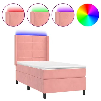 Produktbild von vidaXL Boxspringbett mit Matratze & LED Rosa 90x200 cm Samt