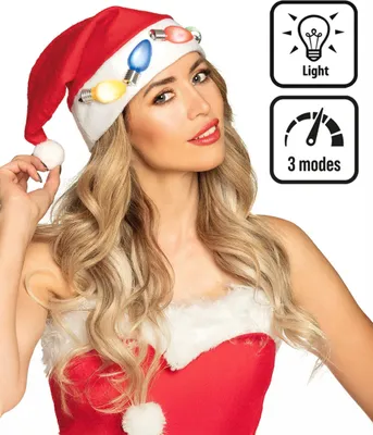 Produktbild von Weihnachtsmütze mit Leuchtbirnen für Erwachsene Bunt - Einheitsgröße