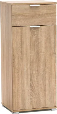 Immagine prodotto di Milani Home - comodino armadietto 1 anta e 1 cassetto 45 x 38 x 103 cm, marrone chiaro, truciolare bilaminato