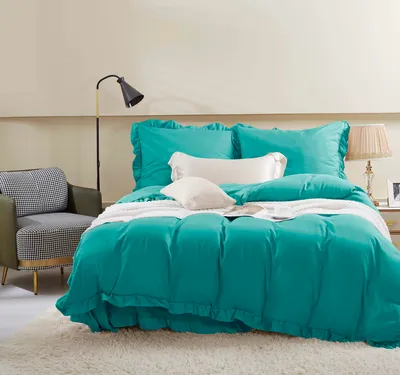 Zdjęcie produktu dla Pościel Turkusowa 220x200cm 100% Mikrofibra + 2 poszewki 70x80 Ruffy