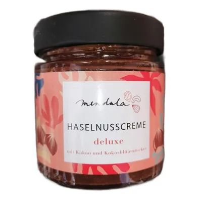 Produktbild von Mendula Deluxe Haselnusscreme (78% Haselnüsse) mit Kakao und Kokosblütenzucker 180g