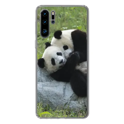 Produktbild von MuchoWow® Handyhülle Schutzhülle Hülle für Huawei P30 Pro Pandas - Gras - Stein Silikon Softcase Handy Hülle - Schutzdeckel