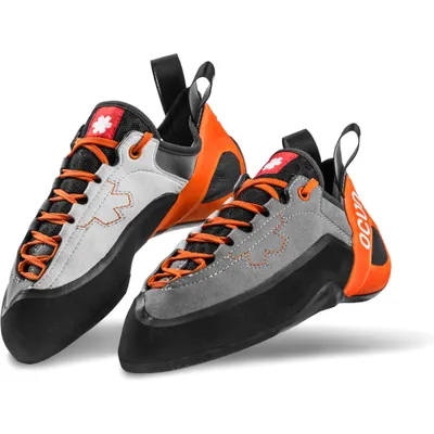 Two climbing shoes are shown against a white background.