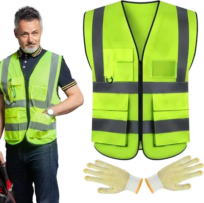 Productafbeelding van Veiligheidsvest mesh XXXL - Met zakken en rits - Geel