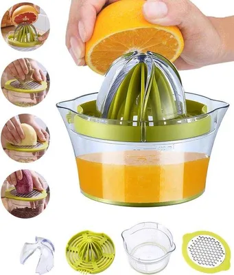 Produktbild von Famanu Handzitruspresse 400 ml - Multifunktionale Fruchtpresse mit Ausgießer