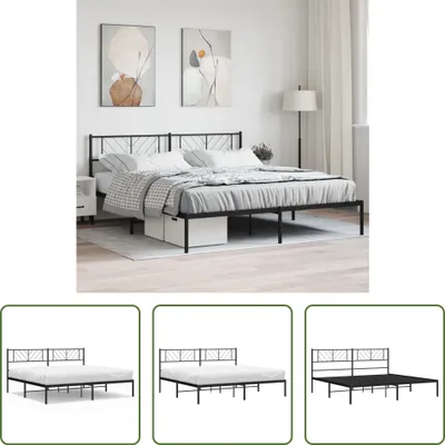 Produktbild von The Living Store Bettgestell mit Kopfteil Metall Schwarz 193x203 cm