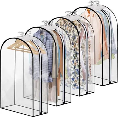 Produktbild von 4er-Pack transparente Kleiderbügel, 100 x 60 cm, mit 25,5 cm Seitenfalten, Bügel mit Seitenfalten für Anzug, Hemd, Kleid, Mantel
