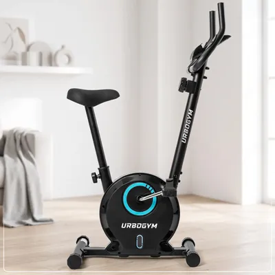 Produktbild von URBOGYM BAY BLUE Heimtrainer – Magnetisches Fitnessbike mit 3-kg-Schwungrad, 8 Widerstandsstufen, bis 110 kg