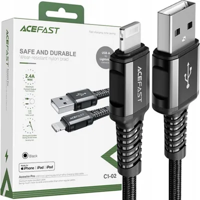 Image de Acefast Mfi Usb - Lightning cable 1.2M, 2.4A Noir (C1-02 Noir)